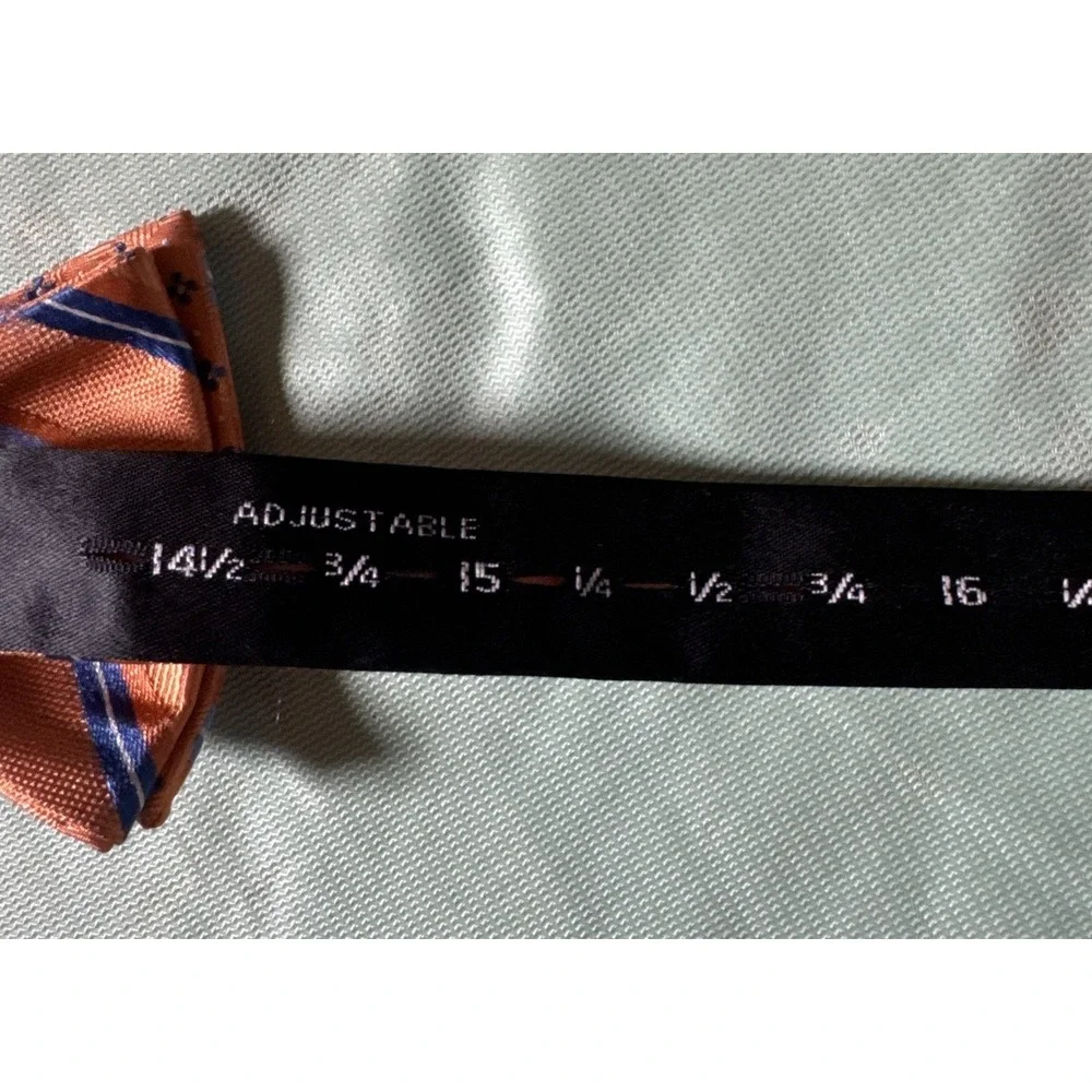 Saddlebred Mens Orange Striped Bow Tie Silk Blend Adjustable Pre-Tied Prep Style